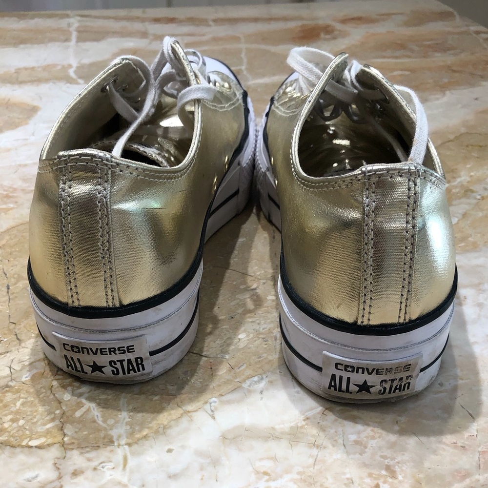 Converse Chuck Taylor All Stars Lift Platform Pale Gold Sneakers Size 10 1/2 - Picture 4 of 7